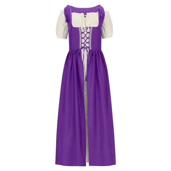 Corset Purple Renaissance Costume Medieval Dress Irish Over Dress Cosplay - Picture 2 of 6